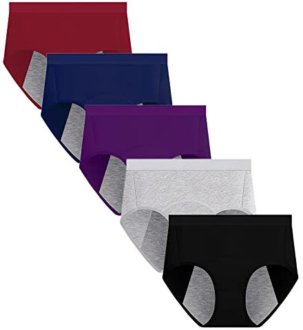 Yintry Culottes menstruelles pour Femmes sous-vêtements en Coton étanches Pantalons de Protection Contre Les Flux intenses Culottes Respirantes Paquet de 5 (XL, Style2)