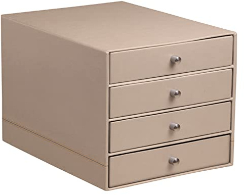 Rhodia 194575C - Schubladenbox mit 4 Laden, 24, 8x32, 7x22, 8 cm, aus Kunstleder, elegant und praktisch, 1 Stück, Rosenquarz