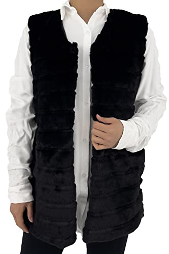 JOPHY & CO. Gilet in pelliccia Donna Senza Maniche (cod. 333) (L, Nero)