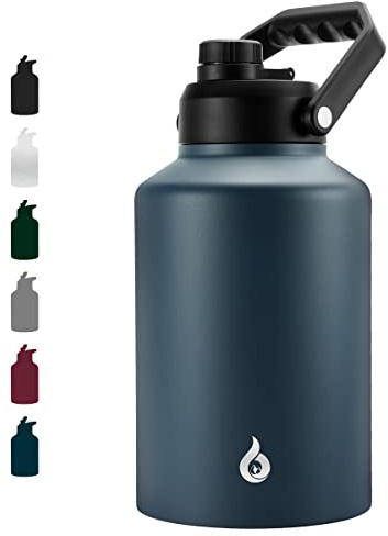 Insulated Water Bottle 128oz Navy Blue with Anti-Slip Bottom