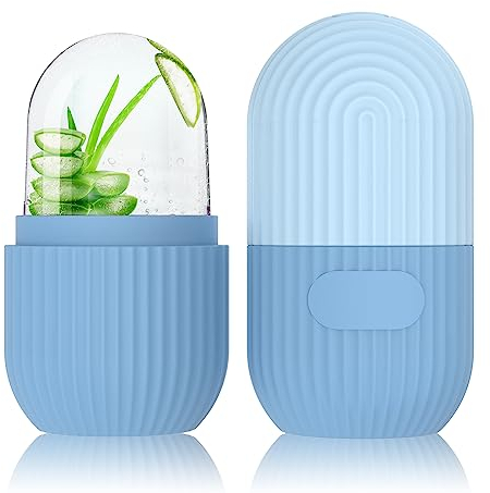 Rullo di Ghiaccio Facciale, GeeRic Rullo di Ghiaccio Stampi per Viso/Occhi Apparecchi per Tonificare Viso Serrare e Tonificare la Pelle Alleviare Gonfiore Viso Occhi Riduci i Pori Azzurro
