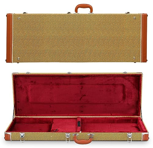 Ktaxon Electric Guitar Hard Case, Rectangle Wooden Standard 39-Inch Electric Guitars Hard-Shell Protective Carrying Case for KST/KTL/170 Model with Lock Latch Padding (Yellow)