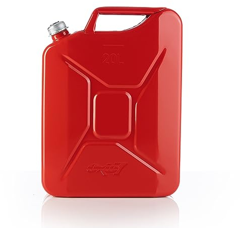 Oxid7 Bidon de carburant de 20 litres en métal avec bouchon à vis | Convient pour l'essence, le diesel et le bioéthanol | Jerrican à essence de 20 l avec homologation ONU & type testé