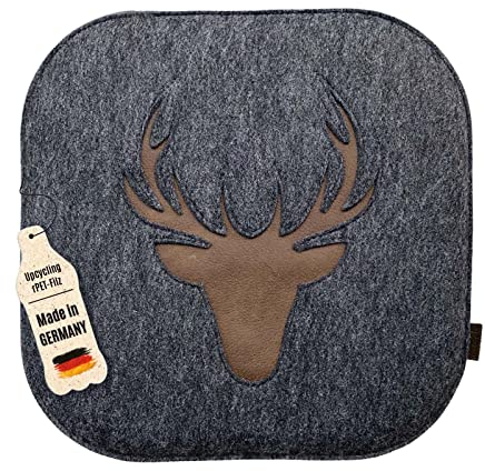 kontor28® - Sitzkissen Filz handgefertigt Made IN Germany | Sitzkissen Stuhl 37,5x37,5 cm aus rPET-Filz extra weiche und robuste Polsterung | Sitzauflage Stuhl für In- und Outdoor | anthrazit 2er-Set