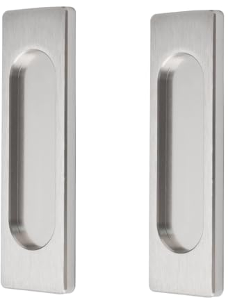 MOROBOR Selbstklebende rechteckige Schiebetürgriffe, Aluminiumlegierung, bündig, stanzfreier Griff für Schiebetüren, Fenster, Schränke (gebürsteter Stahl, 100 mm), 2 Stück