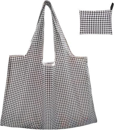 FenFang Einkaufstasche Faltbar Groß, Einkaufsbeutel Stoff Wiederverwendbare, Mehrwegtasche Umweltfreundlich Faltbare Tasche Leichte Schnelltrocknend für Einkauf Reise Ausflug, 56 X 67 cm (Schwarz)