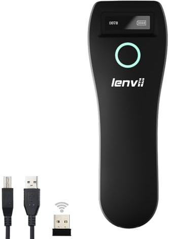 LENVII Lecteur de Codes-Barres 2D Bluetooth Portatif, Petit Lecteur de Codes Barres sans Fil 3 en 1, Compatible avec Les Codes 1D, 2D, QR, DataMatrix, PDF417 pour Windows, Mac OS, Android,POS