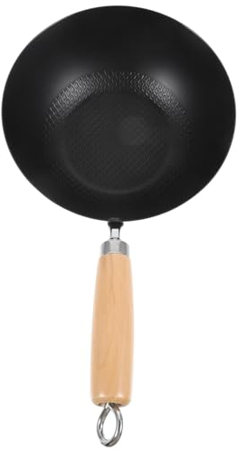 TOPBATHY Japanese Small Iron Wok 20cm Round Bottom Traditional Cooking Pan Gas Stove Compatible Home Kitchen Frying Pan Without Lid