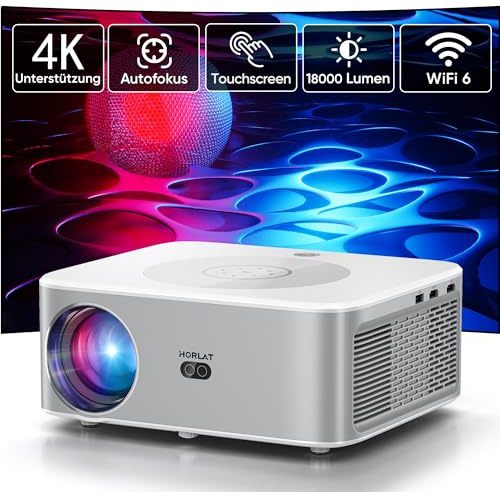 HORLAT 28000 Lumen Beamer 4K Heimkino, WiFi 6 Bluetooth Beamer Outdoor, Auto/4P Trapezkorrektur, 50% Zoom Projektor,Projektor mit YouTube/Prime Video