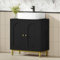 Hzuaneri Waschbeckenunterschrank, Unterschrank, Waschtischunterschrank, Badezimmerschrank mit 2 Türen, verstellbare Ablage, viel Stauraum, freistehend, Landhausstil, 30 x 60 x 63 cm, Schwarz BC19104G