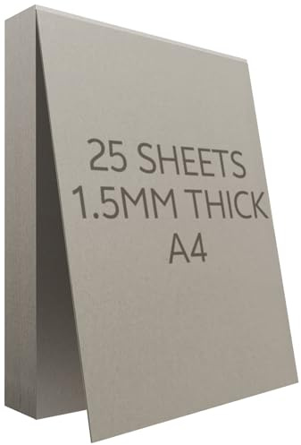 A4 Greyboard 25 Sheets, 1.5mm 1500 Micron Mount Board Backing Board, Thick Cardboard for Model Making Presentation