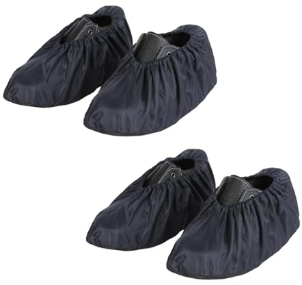 quyueug 2 Pack Waterproof Shoe Covers - Shoe Covers Reusable Non-Slip Overshoes with Elastic Cuff for Home, Rainy Days & Pet Owners(Black, One Size)