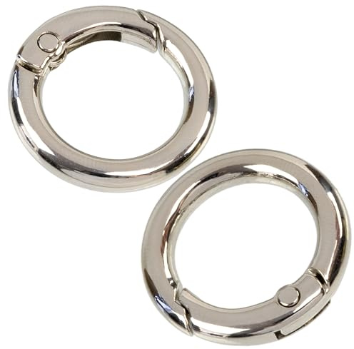 AERZETIX - Juego de 2 anillas redondas para bolso Ø25mm con cierre de resorte | bolsos de mano bandoleras costura manualidades proyectos DIY | color plata | en metal
