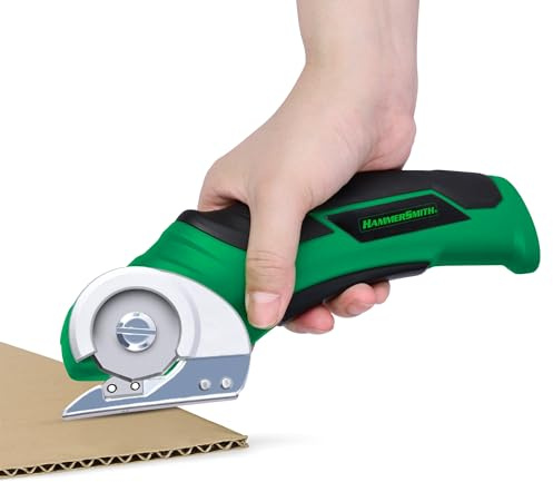 Hammersmith SharpSpin - Kabelloser Akku-Universalschneider - Elektrische Schere - Kartonschneider - Rollschneider - Selbstschärfende Klinge - Schneidet Leder, PVC, Teppiche, Karton & mehr