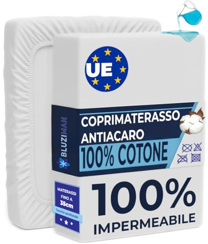 BLUZIMAN® Matratzenschoner 80x200, Matratzenauflage Wasserdicht, Max. Höhe 35cm, Allergiker Matratzenbezug Baumwolle 100%, Matratzenhülle, Matratzenschutz (Matratze 80x190/200cm)