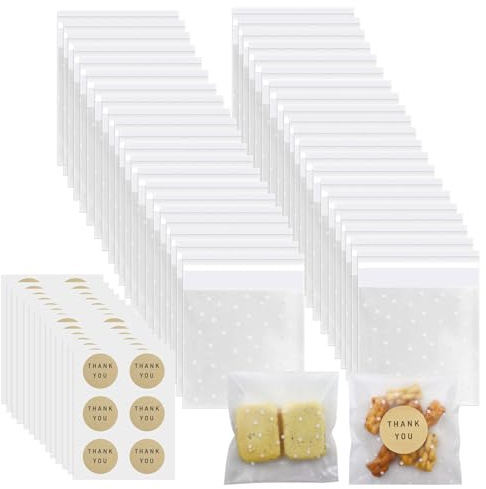CATELL 200 Pcs Bolsitas Plastico Pequeñas, Autodhesiva Bolsa Celofan Transparente con autoadhesivas Bolsas Transparentes para Regalos Galletas Chocolate Dulces Bocadillos Caramelo Chuches (10x10+3cm)