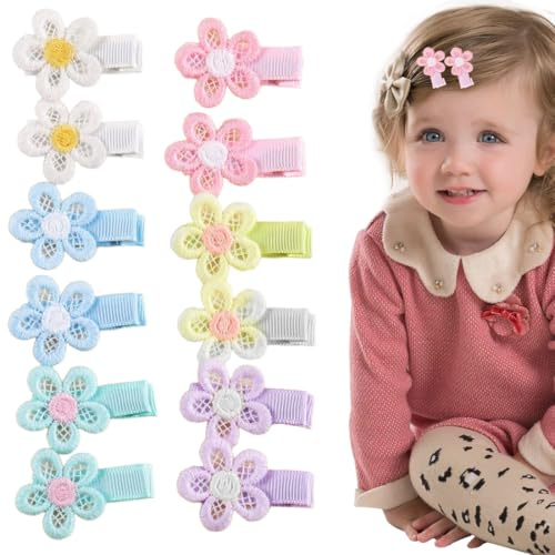 12 Stück Baby Haarspangen, Haarspange Baby, Blumenspangen, Plüsch Blume Haarspangen, Niedliche Rutschfeste Haarschmuckstücke, Modischer Kleiner Haarschmuck, Geeignet Für Babys Mädchen Und Frauen