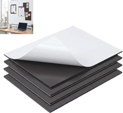 Set di 4 fogli magnetici adesivi A4, 30,5 x 21,6 cm, fogli magnetici flessibili ritagliabili con forte magnete per foto, adesivi, per conservare fustelle e progetti creativi