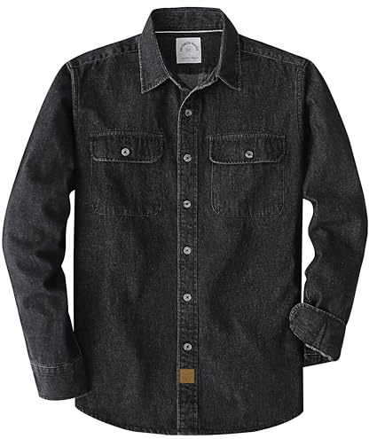 Dubinik® Långärmad Jeansskjorta Herr Fritidsskjorta för Män Normal Passform Arbetsskjorta med Knäppning