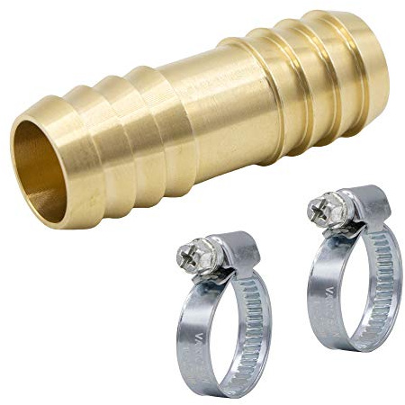 VARIOSAN Raccord de tuyau 14870, 1 1/4 (32 mm), laiton, incl. colliers de tuyau (acier inoxydable / V2A)