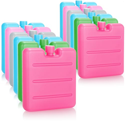 com-four® 12x Mini Pack de Glace - Peu encombrant et idéal pour Les glacières et Les Sacs isothermes - Petits Packs de Glace colorés - éléments de Refroidissement (coloré - 12 pièces - XS)