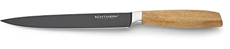 ECHTWERK Coltello da prosciutto, acciaio di alta qualità, coltello per sfilettare, coltello da cucina, acciaio speciale, manico in legno di acacia, lunghezza lama 20 cm, edizione nera