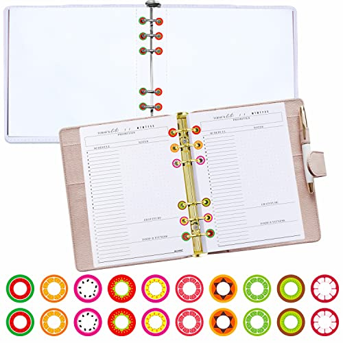 3000 Etichette Adesive di Rinforzo del Foro di Disegno della Frutta, Resistente allo Strappo Protezioni per Fori in Plastica per Fogli Mobili(Esterno 13 mm, Interno 6 mm)