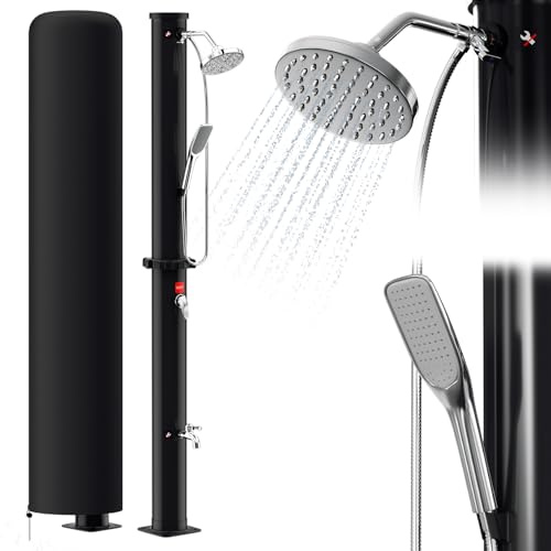 Ansobea Solardusche 20 Liter Solar Gartendusche INKL Schutzhaube und handbrause, schwenkbarer Duschkopf um 180°, integrierte Fußdusche, MAX. 60°C Sommerdusche für Ein erfrischendes Duscherlebnis