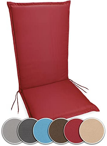 sunnypillow Hochlehner Auflage 100% Wasserdicht 120 x 50 - Polsterauflage extra Dicke 9cm - Sitzauflagen für Gartenmöbel, Sitzpolster für Gartenstuhl - Sitzkissen Outdoor - Stuhlauflage Rot