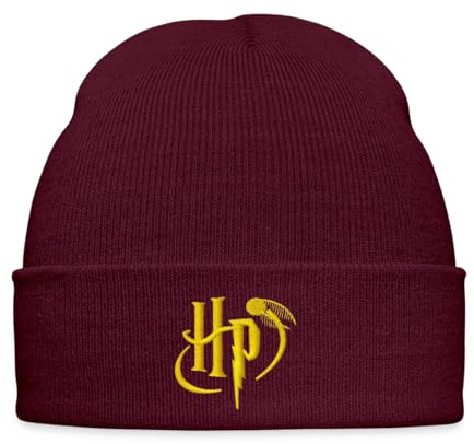 Spreadshirt Harry Potter kleines Logo Stick Bestickte Wintermütze, One Size, Burgunderrot