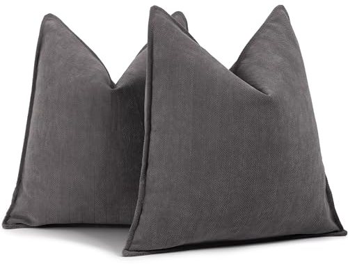 ZWJD Rustikales Grau Kissenbezug 45x45 2er Set Chenille Kissenbezüge Sofakissen Kissenhüllen mit elegantem Design, weiche und luxuriöse dekorative Dekokissen für Couch, Bett und Heimdekoration