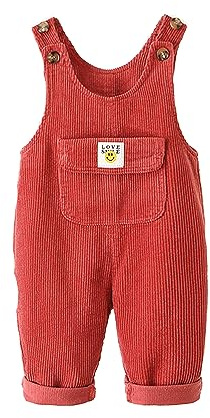 Boodtag Unisex Baby Cotton Dungarees Corduroy Toddler Solid Sleeveless Overalls Kids Striped Button Jumpsuit Bib Pants One Piece Trousers