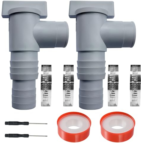 Vanne d'entretien/d'arrêt pour Piscine avec Raccord de Tuyau de 32/38mm, Vanne Piscine Double Split Tuyau Valve Plunger Accessoires de Piscine, Pour Piscine Hors Sol et Pompe de Piscine (Lot de 2)