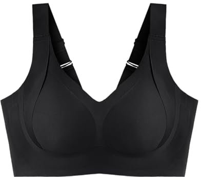 HUHAUST Brasier da donna taglia grande reggiseno modellante comodo reggiseno senza fili per donne anziane senza ferretto, Nero , 3XL