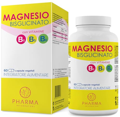 Magnesiumbisglycinat 250 mg med vitamin B6, B5 och B1 – 60 kapslar | 1 kapsel per dag. Räcker i 60 dagar. Högdoserat magnesiumbisglycinat. Trötthet, utmattning och energiomsättning