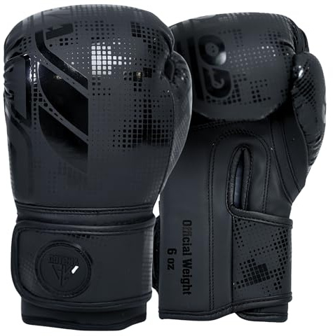 Kids Boxing Gloves - Junior Training Gloves 4oz & 6oz - Muay Thai Sparring MMA Kickboxing Punch Bag Boxing Gloves Kids, Maya Hide Leather Punching Fitness, Workouts & Practice (Black, 6 oz)