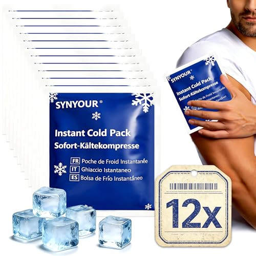 SYNYOUR Omedelbar Kylpack 12 Stycken, Instant Ice Cold Pack för Sport Första Hjälpen Hem Resa Vandring