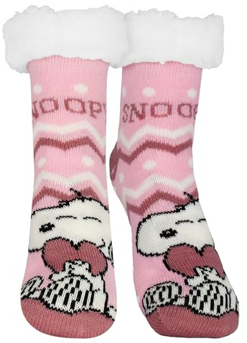 United Labels The Peanuts Snoopy Chaussettes de maison pour femme Chaussettes douillettes d'hiver chaudes pour femme Rose