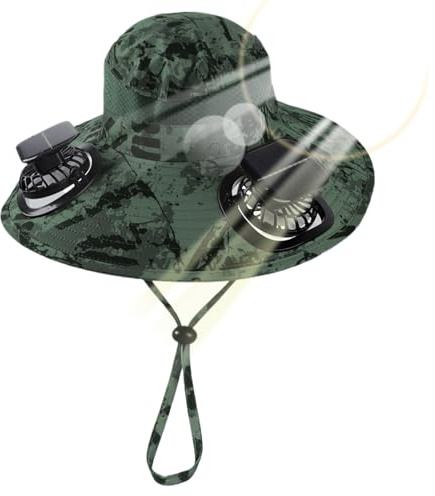 Sombrero con Ventilador para Mujer | Tocado de ala Ancha,Sombrero Solar Transpirable - para Jardinería, Verano, Playa, Golf, Viajeros, Senderismo, Ciclismo, Conciertos, Parque