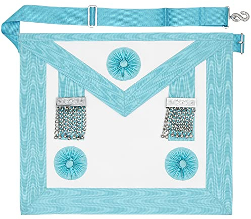 THE MASONIC COLLECTION Craft Regalia Master Masons MM Tablier 3ème degré – Peau d'agneau ou similicuir – Cadeaux franc-maçons pour homme (bleu, similicuir)