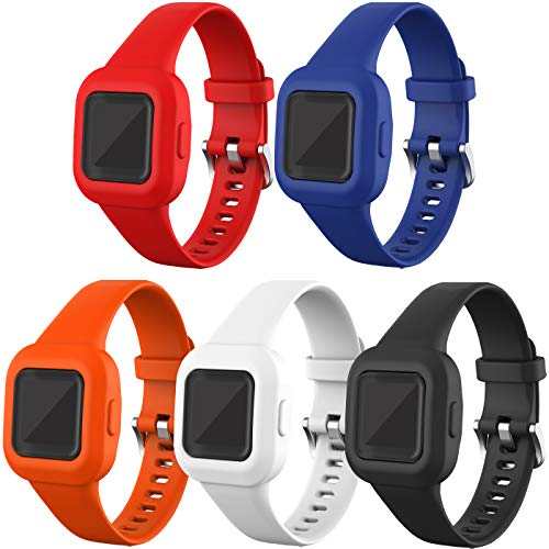 TenCloud 5 Pack Bands Compatible with Garmin Vivofit Jr.3, Adjustable Soft Silicone Replacement Strap for Ages 4+ for Vivofit Jr.3 Activity Tracker Only, Silicone