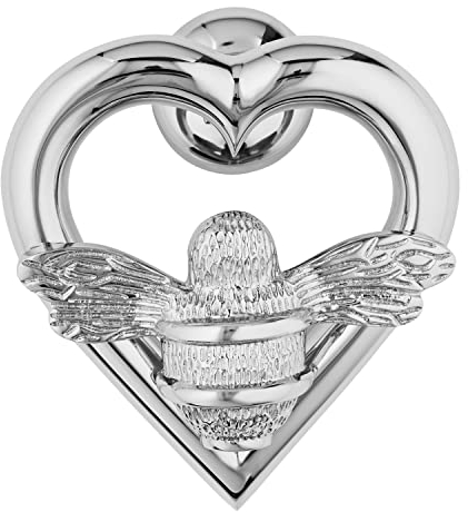 Brass Bee - Battente a forma di ape, in ottone massiccio, finitura in nichel, battente per porta