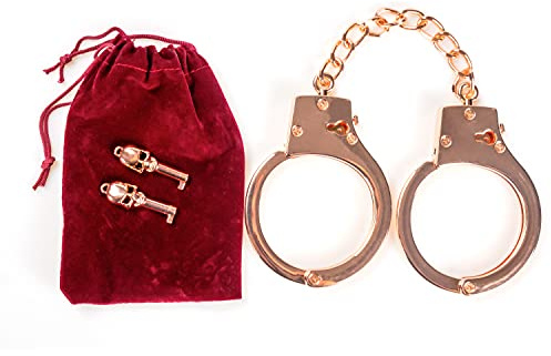 HISET Metal Handcuffs with Two Skull Keys - Prop Toy Handcuffs (Rose Gold)