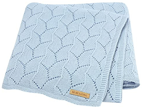 LAWKUL Cellular Blanket Baby Cotton Knitted for Newborn Boy Girls Toddler | 100% Cotton Soft Knit Crochet Blankets 100x80cm
