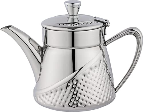 Cafe Olé AHT-018 Tea Pot, Stainless Steel, Silver, 18oz