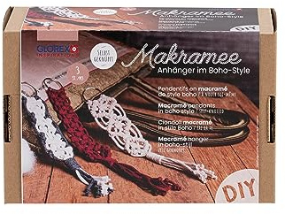 Glorex 5100902 - Kit de manualidades de macramé para crear 3 colgantes de estilo boho hechos por uno mismo