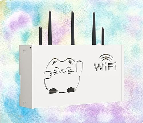 Wall Storage Box,Router Schrank Weiss WLAN Router Regal Wand Schwebendes Wandregal Tief Schwimmende Regal Halterungen,A-38x20x8.5cm