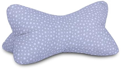 Leseknochen Grau mit Sternen Nackenkissen Knochenkissen Nackenrolle Lesekissen Öko-Tex 100 zertifiziert und 60°C waschbar - Kissen für Nacken, Knie oder Bauch zum Lesen oder Relaxen - 38x19x19 cm