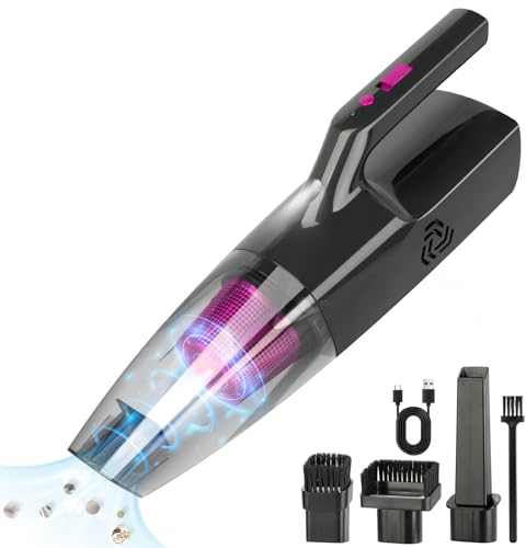Sendowtek Aspirador de Mano, Aspiradora de Coche Inalámbrico 9000PA, Succión Potente con Filtro HEPA, Aspirador Portátil sin Cable Seco y Húmedo para Hogar Coche Oficina