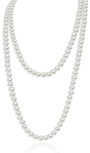 FDCGAS Collar de Perlas de Imitación Largo - 150cm Estilo 1920s Gatsby Joyería de Disfraz Mujer, Moda Decorativa